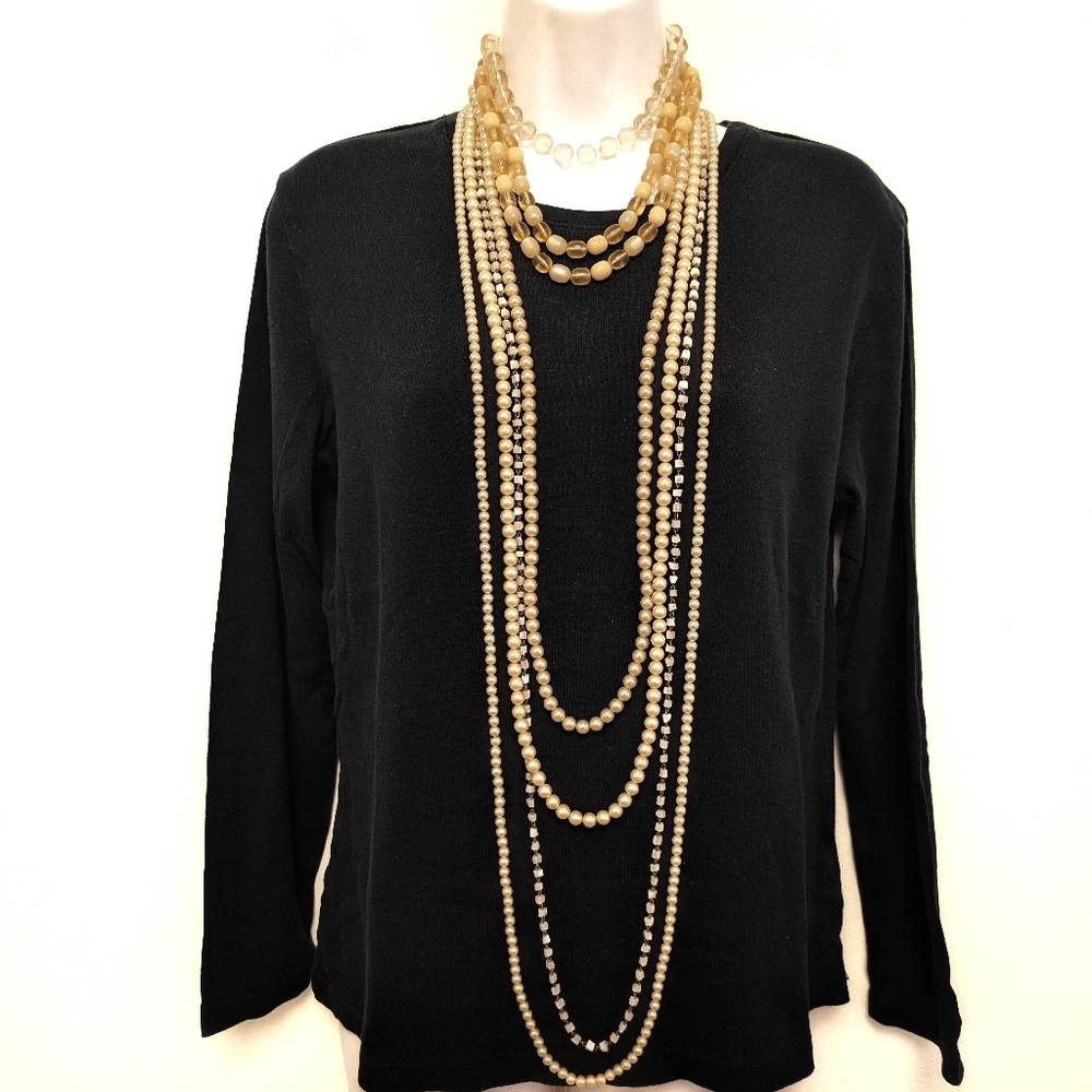 PEARL Necklace Vintage Opera Length Long Endless Cream Strand 40" Retro Rope - Picture 9 of 11